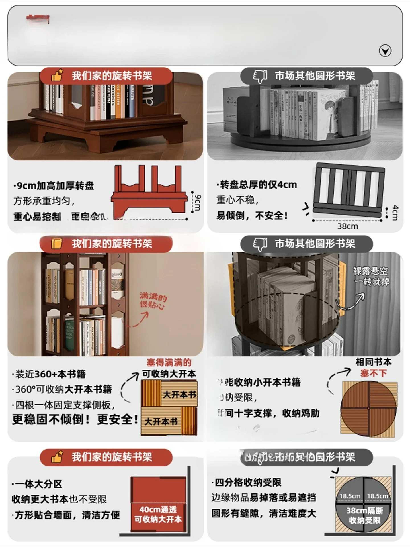 Pure solid wood rotating bookshelf, multi-layer storage bookcase, children's and students' study room against the wall