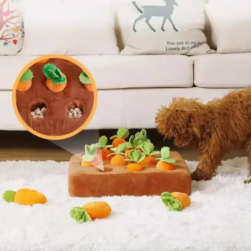 Carrot plush toy interactive dog toy plush puzzle toy 2-in-1 anti slip nose, suitable for aggressive chewers and pets