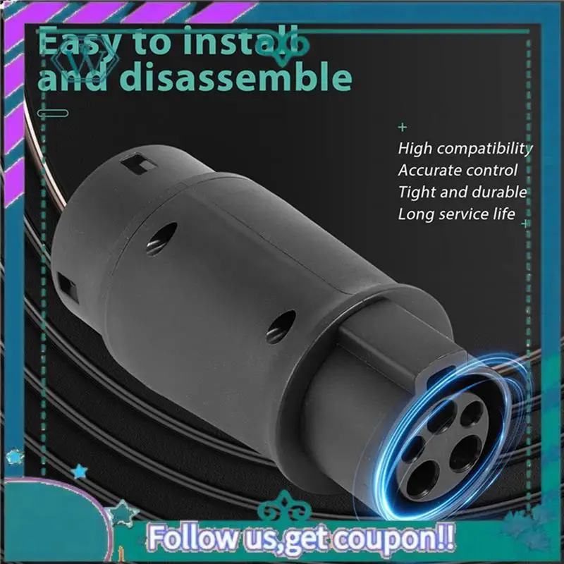 Upgraded 4PCS EVSE EV Adaptor 32A J1772 Type 1 To Type 2 Plug EV Adapter, Electric Cars Vehicle Charger Charging Connector