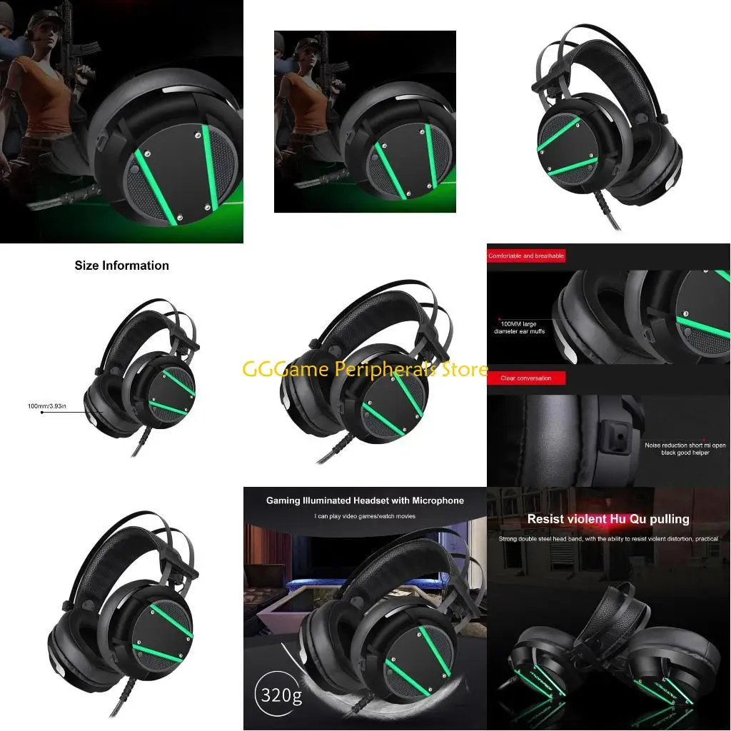 U55B Advanced Gaming Headsets With Soft Ear Cushions, Flexible Microphone, LED Effect Immersive Sound Quality Headphone