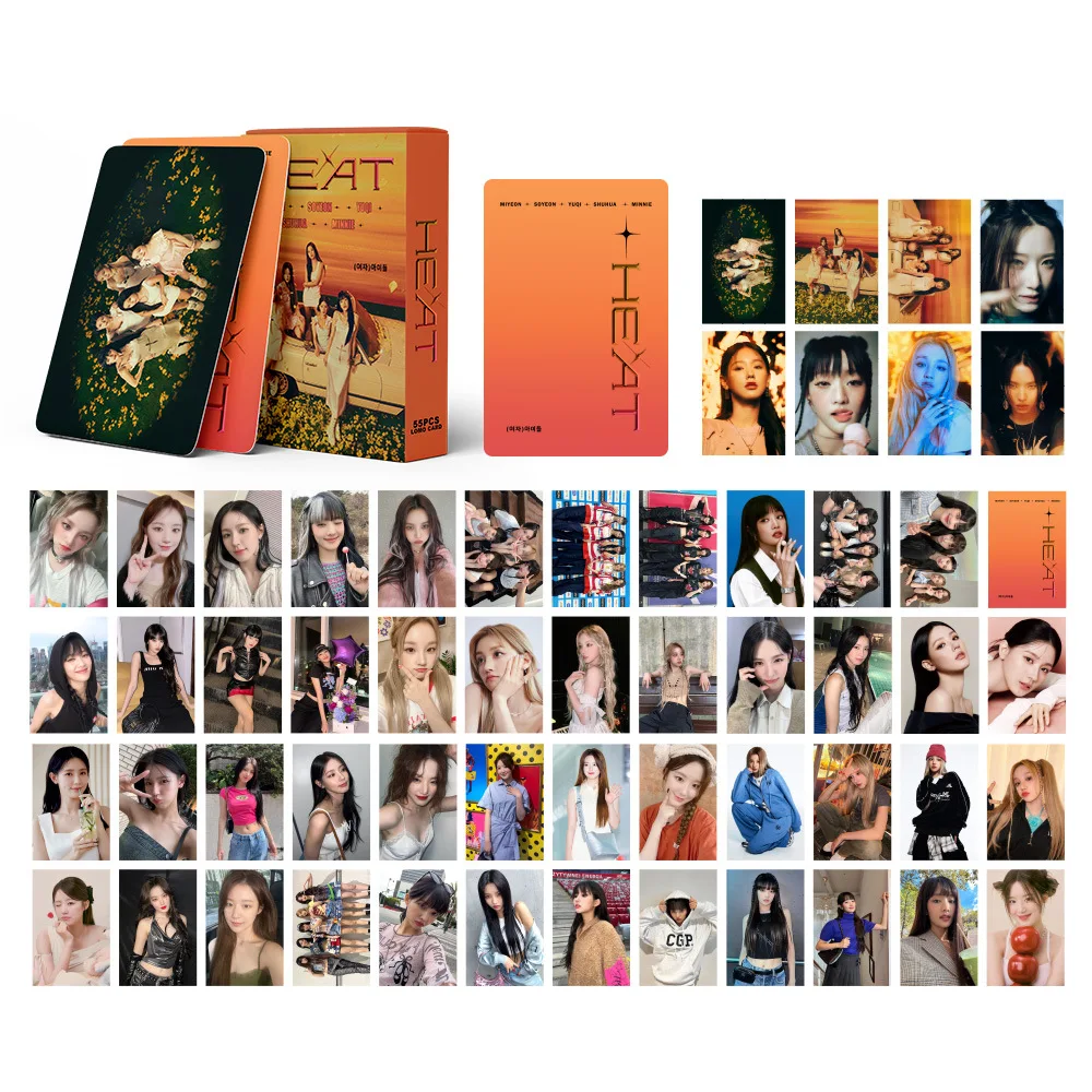55pcs/Set KPOP (G)I-DLE HEAT Lomo Cards HD High Quality Printed Photo Card Minnie Cho Mi Yeon YUQI SHUHUA Fans Collection Gift