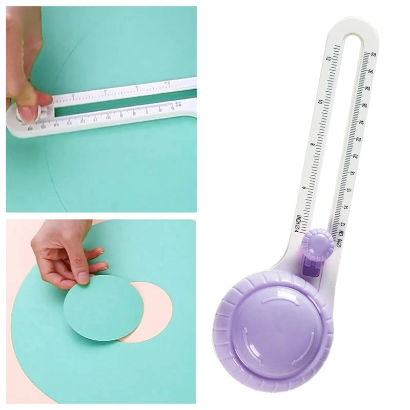 1 Piece Circle Cutter For Paper Rotary-Circular Cutter Compass Circular Cutter Circle Paper Cutter For Scrapbooking Purple