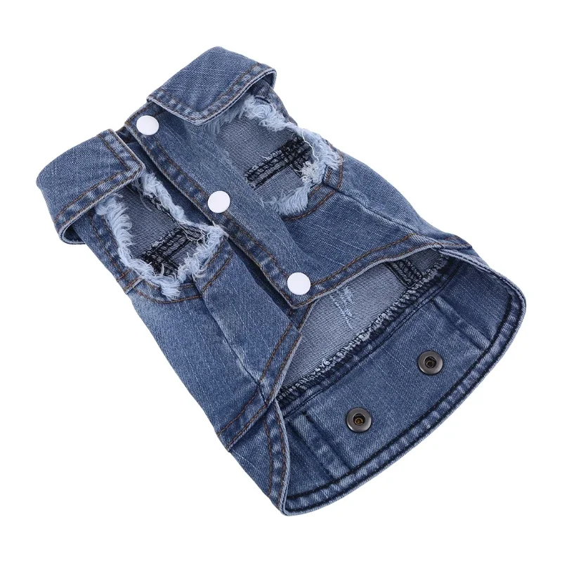 Pet Dog Denim Jacket Spring Dog Clothes for Small Medium Breeds Dogs Design Puppy Vintage Washed Jeans Vest Coat Bulldog Terrier - view 4