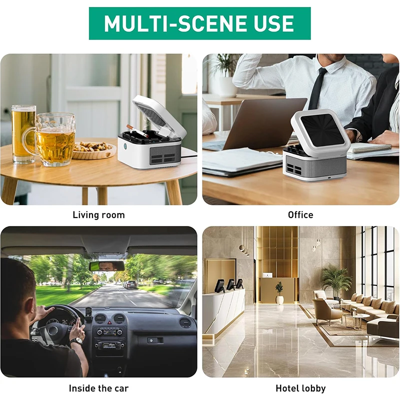 2in1AirPurifier Multifunktionaler rauchfreier Aschenbecher für Zigarettenraucher, HEPA-Filter, reduziert Rauch, wiederaufladbarer USB-Rauchaschenbecher