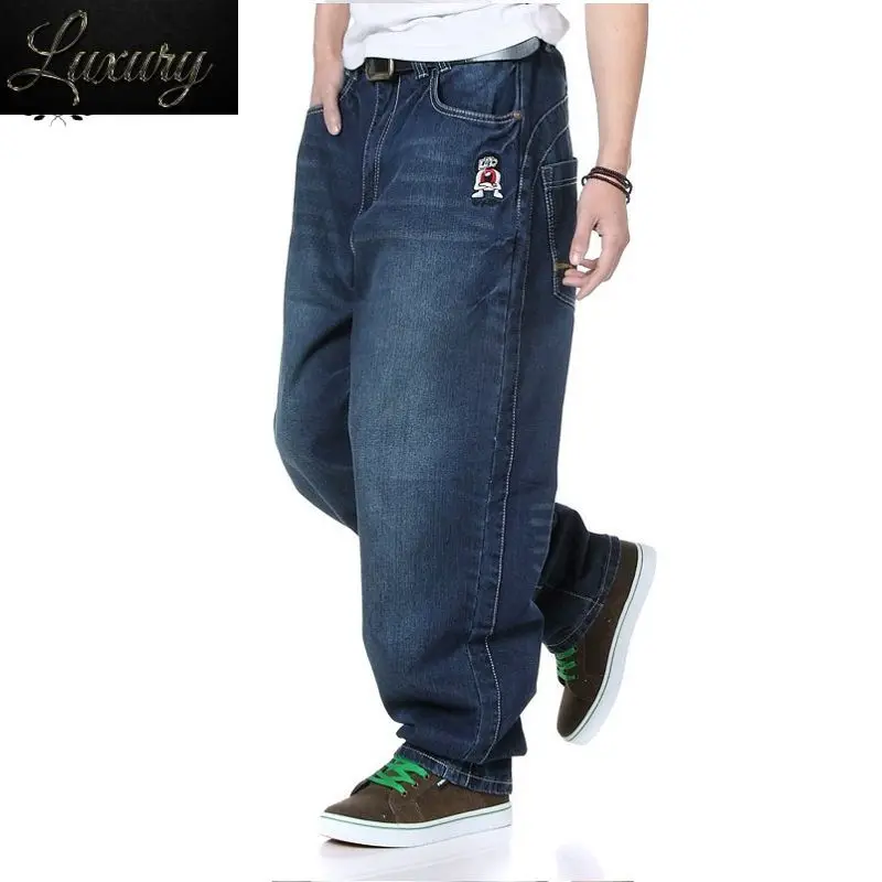 

Брюки-султанки мужские свободные из денима, уличная мода, широкие прямые джинсовые брюки-султанки, стиль хип-хоп, большие размеры, Y2K
