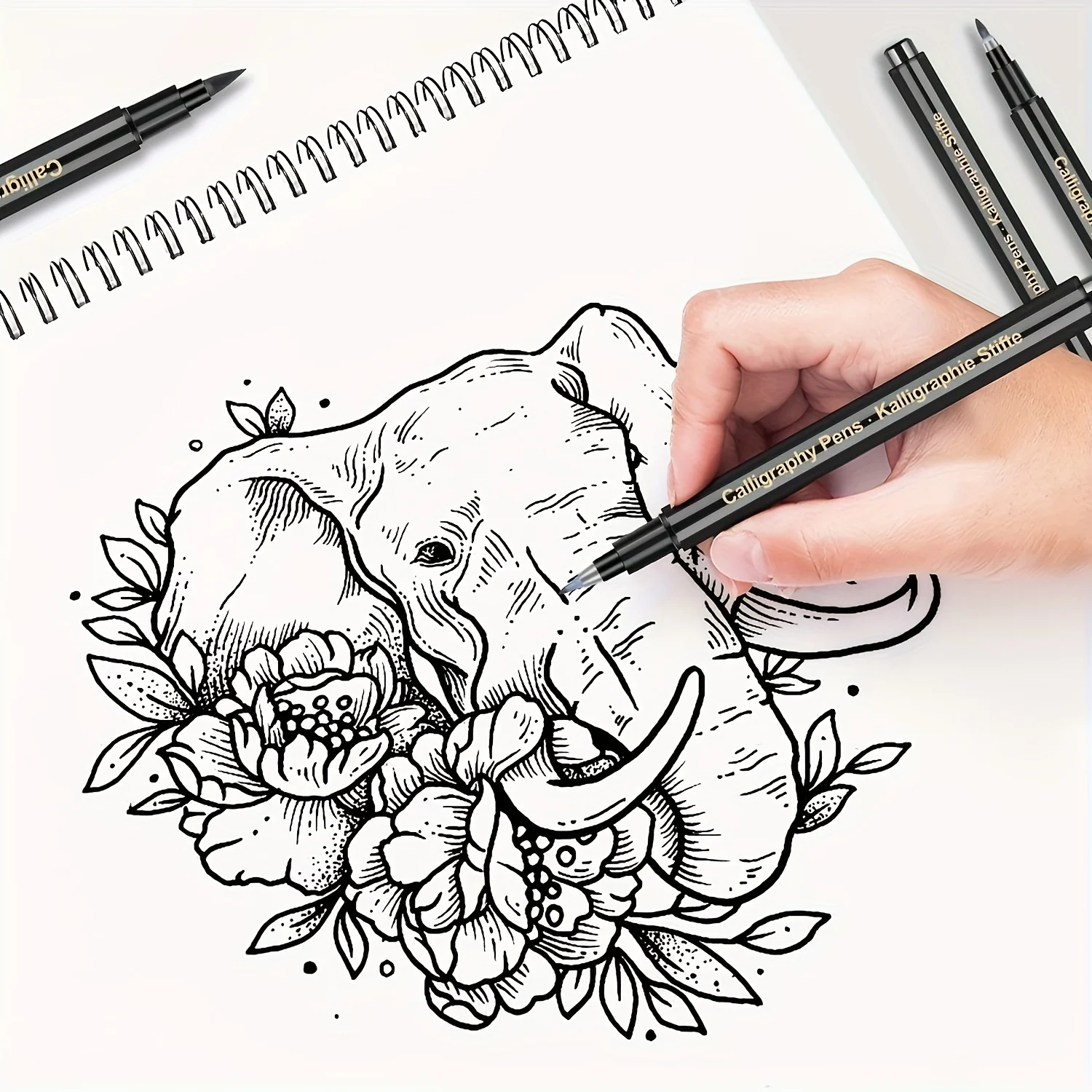 4 Verschiedene Größen Nachfüllbarer Soft-Tip-Stift für Kalligraphie, Skizzieren, Nachzeichnen und Signieren. – Detail 5
