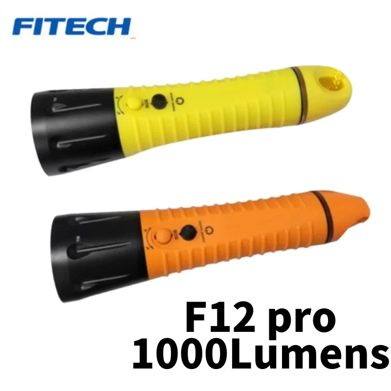 Fitech-F12 proプロフェッショナルダイビング懐中電灯、1000ルーメン、充電式バッテリーが含まれています