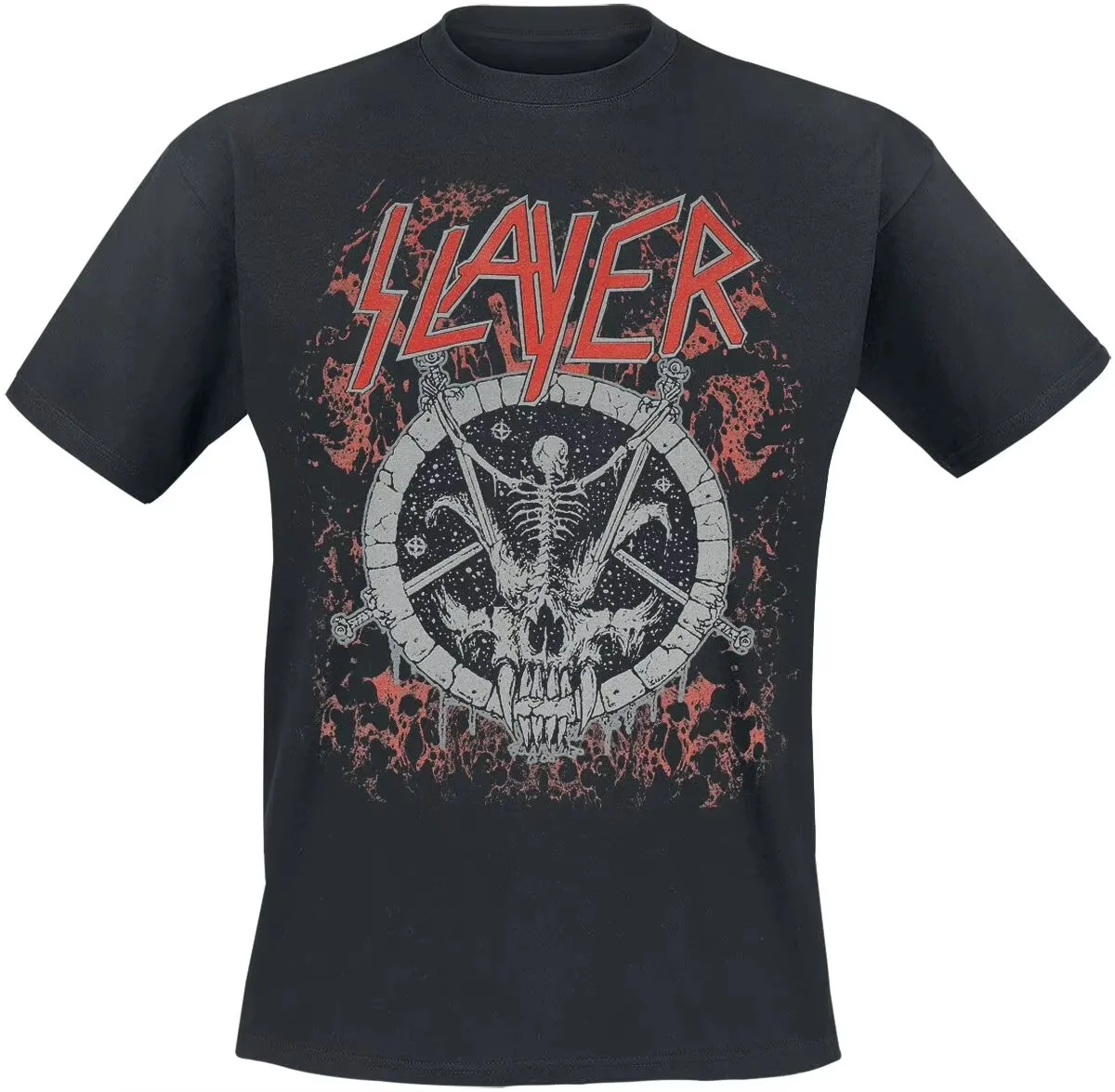 Slayer Demonic Glow Skulls Pentagram Band Graphic T-Shirt Cotton Men Women Streetwear Tee