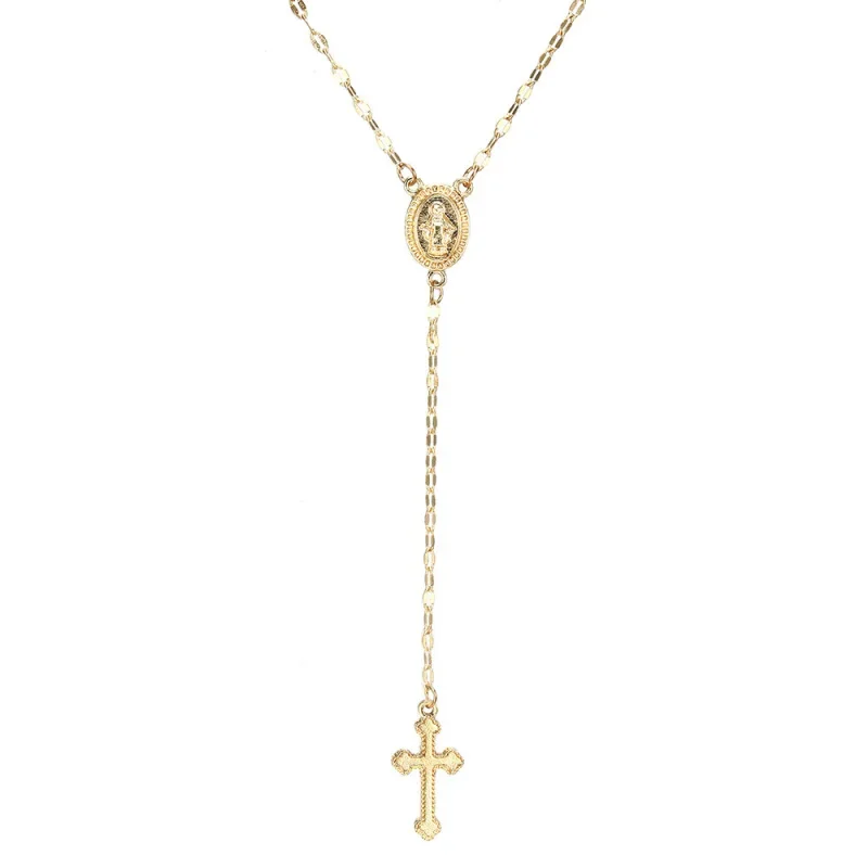 1 Piece Women Fashion Cross Virgin Mary Pendant Necklace Jesus Chain Necklace For Women Girl  Vintage Jewelry