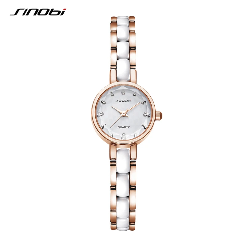SINOBI New Design Women Fashion Wristwatches Shinning Rose Golden Bracelet Women Watches Luxury Diamond Quartz Watches for Women