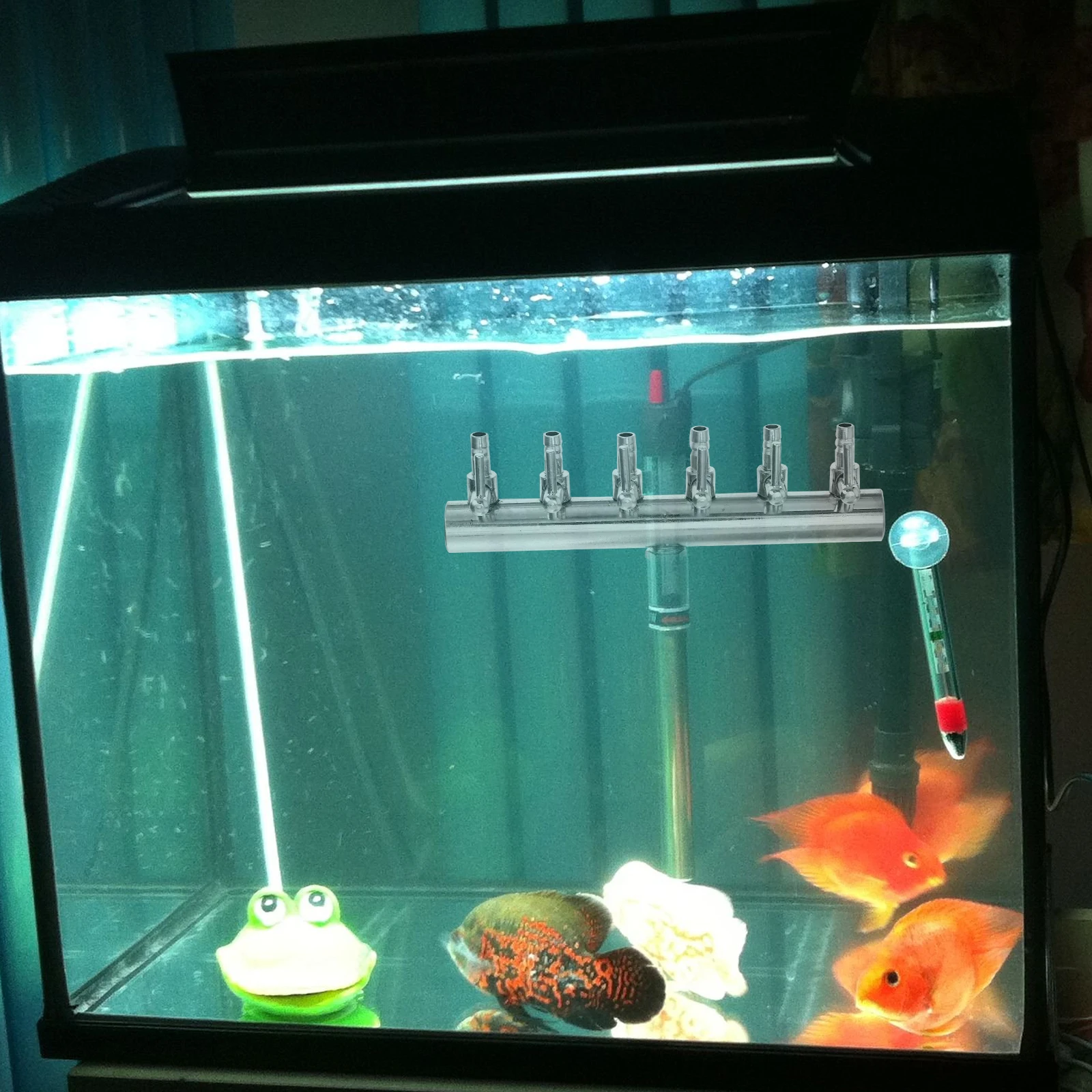 

6 Way 8Mm to 4Mm Oxygen Tube Distributor with Air Pump Flow Lever Splitter Stainless Steel Aquarium Air Control Valve Inline