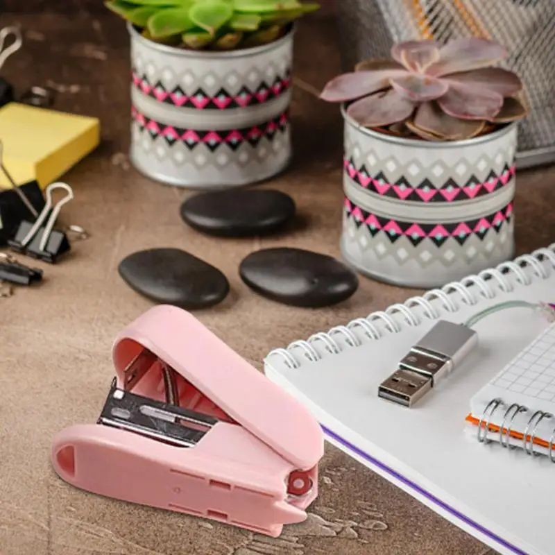 Mini Stapler With Staple Soft Grip Handheld Stapler Staple Includes Built-in Staple Remover & 400 PCS Staple Classroom Must