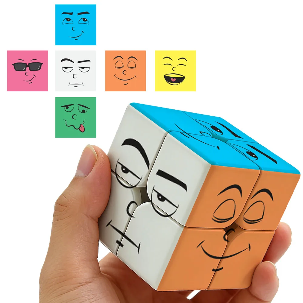 ZIINA STAR Emoji Cube Stickerless, 2x2 Speed Cube, 3D Puzzle Cube Suitable for Both Children and Adults, Educational Toys