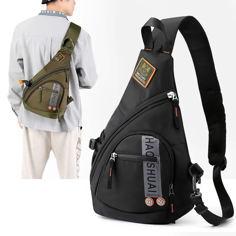 Mochila de nailon impermeable para hombre, bolsa cruzada para el pecho, bolso de viaje para ordenador portátil