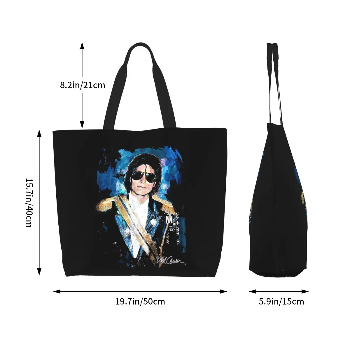 Michael 1984 Grammys Jackson Pop Art Portrait Shopping Tote Bag Canvas Shoulder Bags Shopper Grocery Handbag for Women