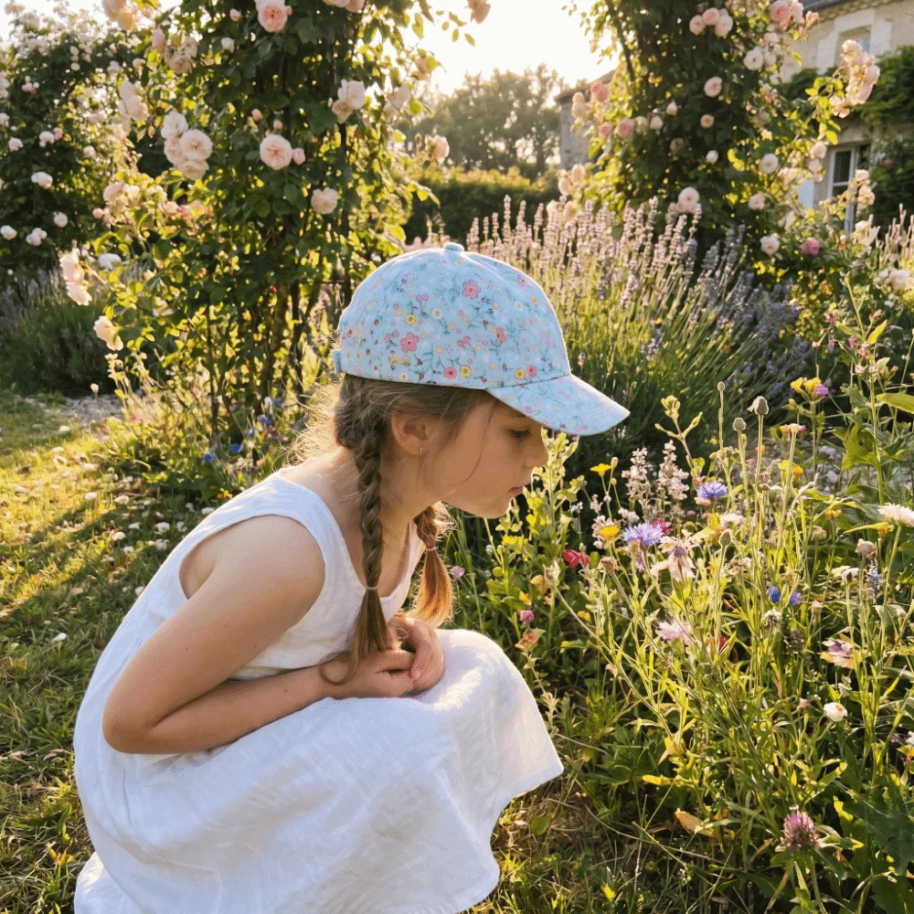 

Cartoon Flowers Adjustable Baseball Caps Polyester Breathable Children Outdoor Caps Sun-shading Sunscreen Kids Sports Hats