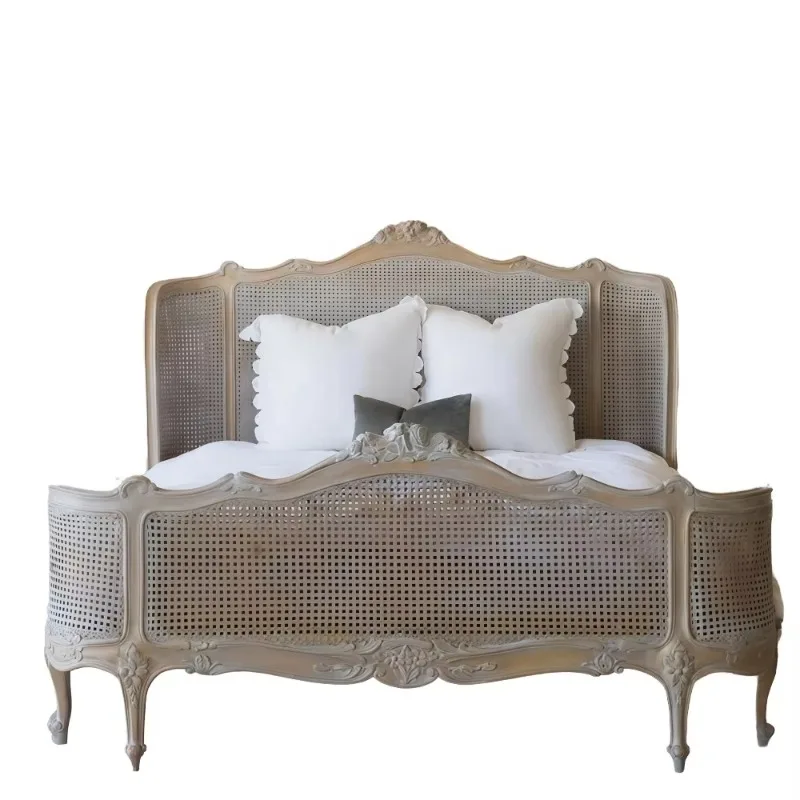 Wicker Solid Wood Bed, Direct From The Factory, Available in Large Quantities with Custom Options