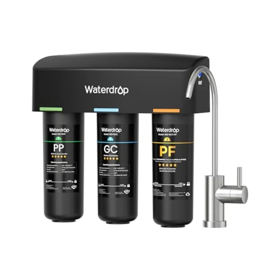 

Фильтр для воды под мойку TSB-PF, 9 слоев, удаляет хлор, хлорамин, фторид, ПФАС, устраняет вкус и запах, 80+ показателей очистки.