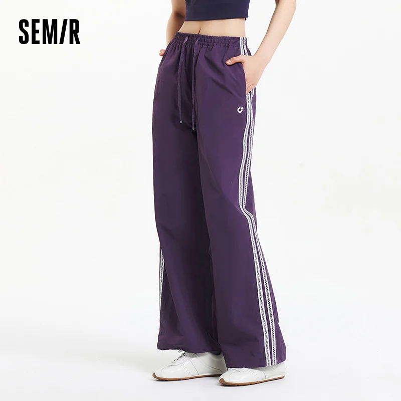 

Semir Casual Pants Women Moisture Wicking Wide Leg 2025 New Summer Color Block Lace Long Pants Sporty for Trendy Outfits