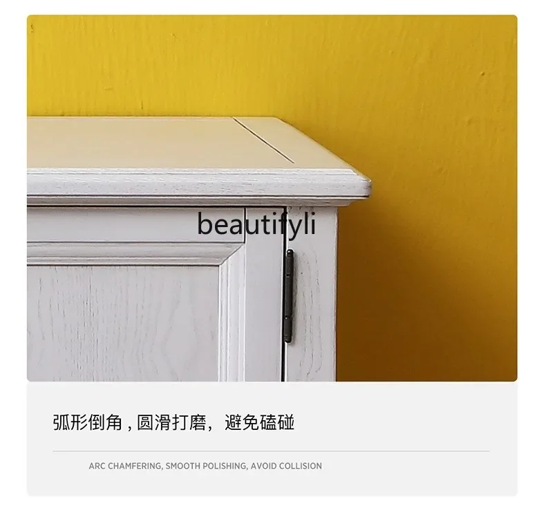 X18 خزانة تلفزيون الريف الأمريكي من الخشب الصلب لغرفة المعيشة، خزانة أرضية بيضاء عاجية، خزانة آديشن قديمة، طراز رعوي من خشب الرماد #5