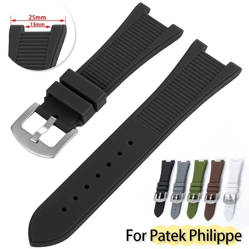 Silicone Watch Band for Patek Philippe 5711/5712/5726/5980 25*13mm Strap Waterproof Rubber Bracelet Sport Replacement Wristband