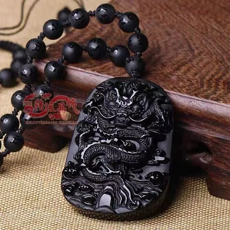 Natural Obsidian Pendant, Featuring A Majestic Design, Symbolizing Good Luck, Suitable Both Men Women, And