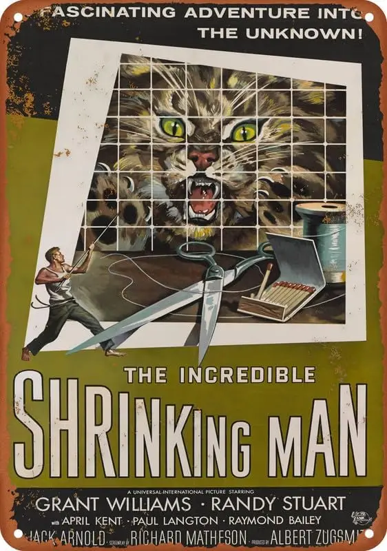 The Incredible Shrinking Man Movie Poster Aluminum Metal Tin Retro Sign For Bars Restaurants Bars Hotels Zoos Cafes 8X12 Inch