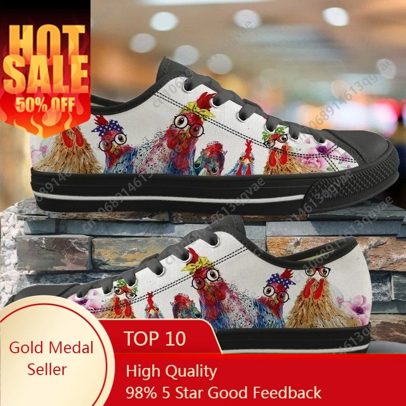 Funny Animal Rooster Glasses Cock Printing Low Top High Quality Sneakers Mens Womens Teenager Canvas Sneaker Couple Custom Shoes