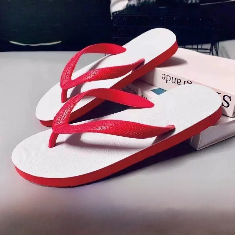 Men's Rubber Thong Slippers Summer Outdoor Beach Anti-slip Cross Strap Comfortable Lightweight Durable EVA Inner Sole Sandals