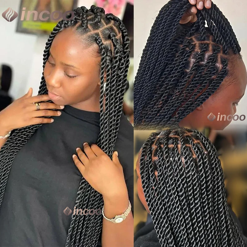 

36Inch Senegalese Twist Braided Synthetic Full Lace Frontal Wigs Faux Locs Box Cornrow Braided Wig Knotless Lace Front Wig