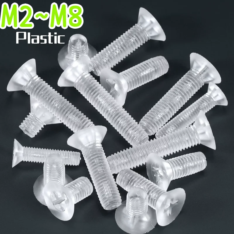 M2 M2.5 M3 M4 M5 M6 M8 Acrylic Transparent Plastic Phillips Countersunk Head Screw Clear Flat Head Screws Bolts