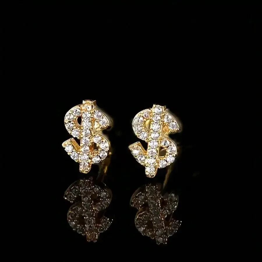 

1 Pair Shiny Dollar Sign Punk Hoop Earrings, Neutral Style, For Party Vacation & Gift