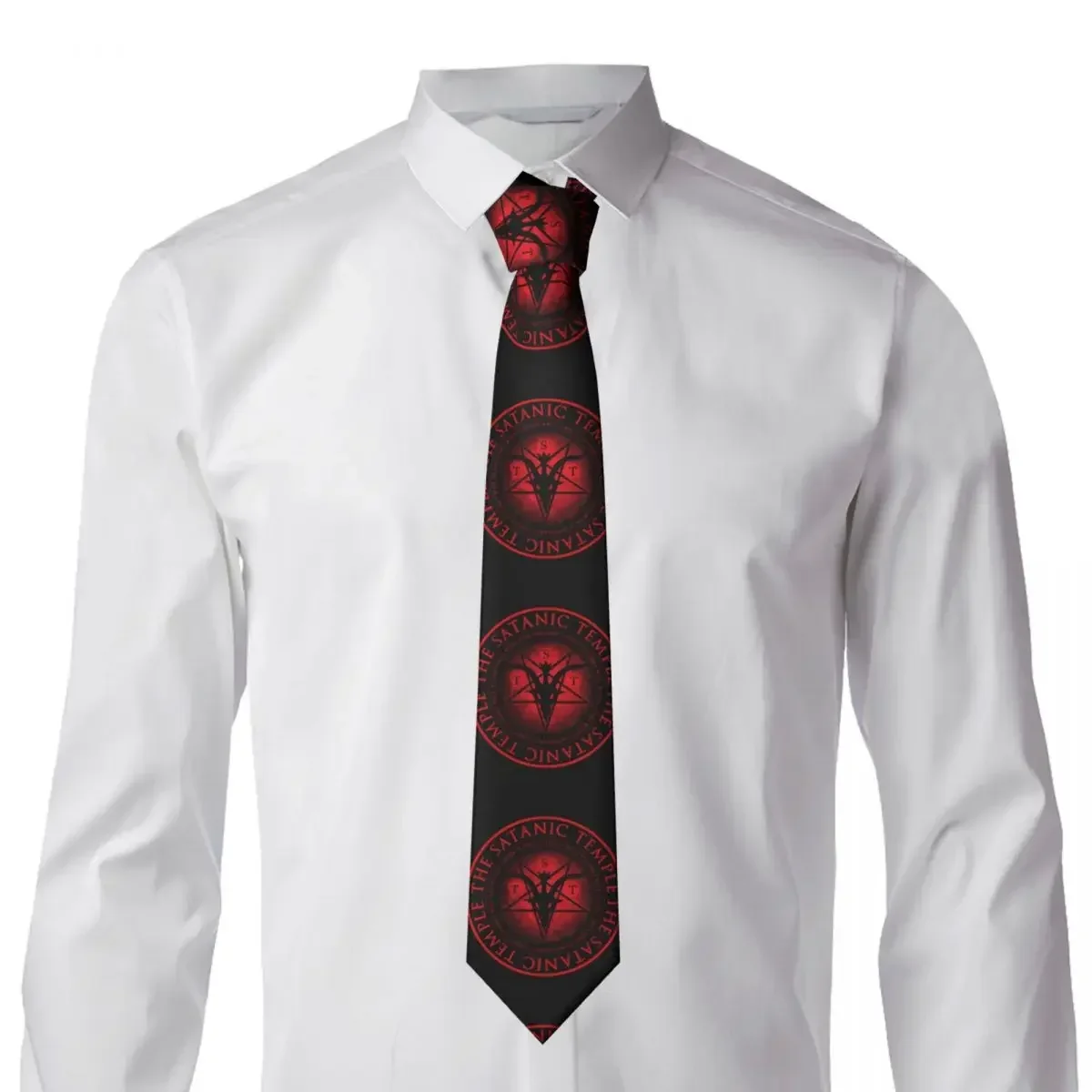 Corbata clásica de seda para hombre, corbatas para boda, fiesta, negocios, corbata de cuello para adultos, corbata satánica informal de Baphomet