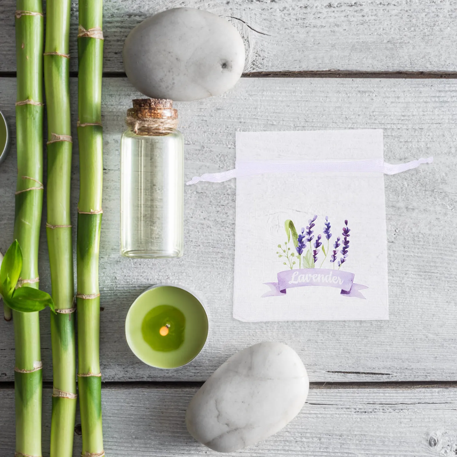 20Pcs Lavender Sachet Bags Breathable Drawstring Mesh Empty Pouches for Aromatherapy Storage Wardrobe Drawer Car Scent