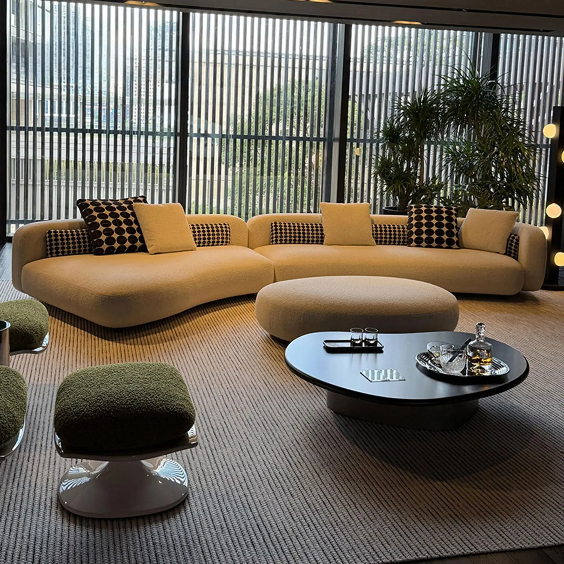 Fabric sofa villa large flat floor special-shaped module can be spliced combination sofa