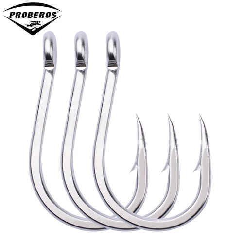 PROBEROS 20 piezas 1/0 # -13/0 #   Ganchos de plantilla con púas de alta resistencia de acero inoxidable, accesorios para aparejos de pesca Jigging de aguas profundas y agua salada