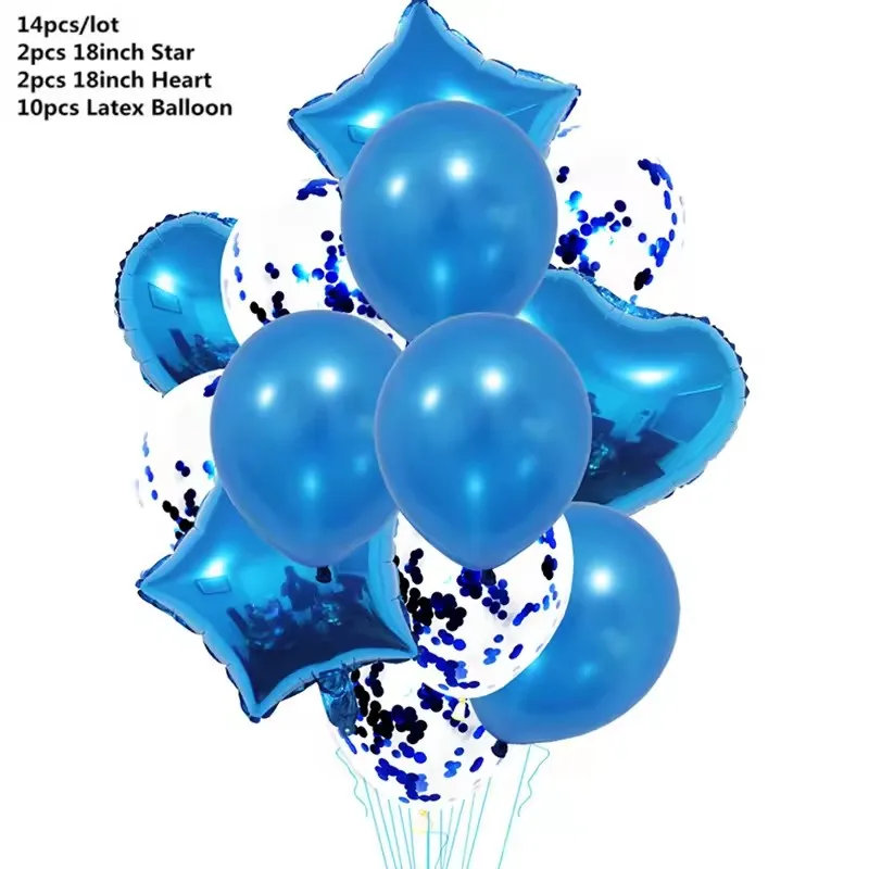 14 Stück Herz-Stern-Folienballons mit Latex-Konfetti-Ballons für Geburtstags- und Hochzeitsfeier-Dekorationen – Detail 2