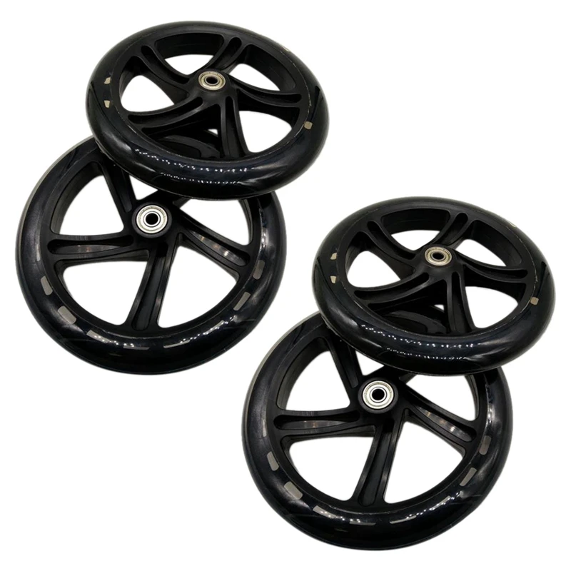 4 Pieces Scooter Wheel 200 Mm PU Material Wheel Thickness 30 Mm ABEC-7 Bearing Scooter Accessories,Transparent Black