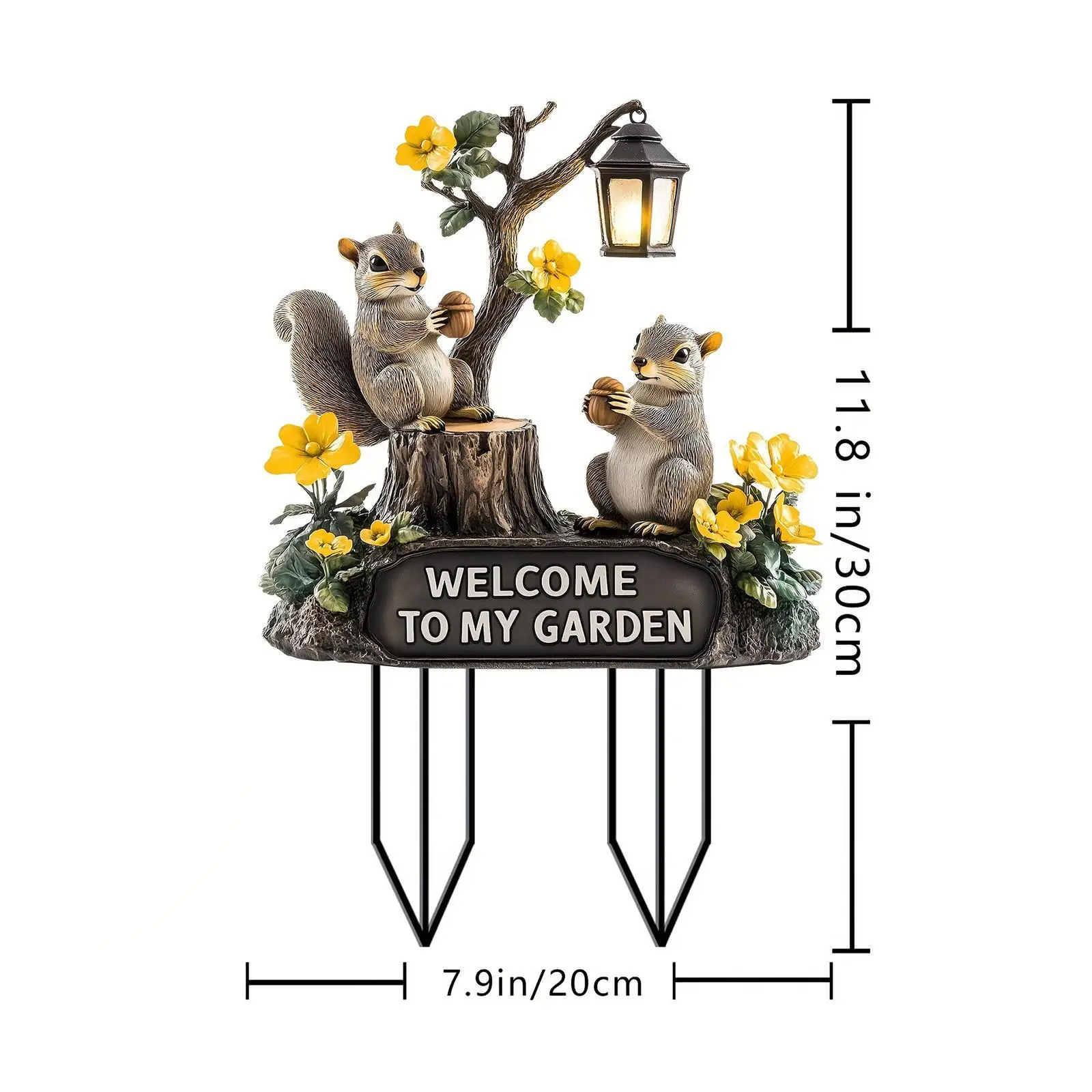 Creative Squirrel Acrylic Garden Stake 2D Lawn Ornament for Back Yard Decoration Outdoor Pot