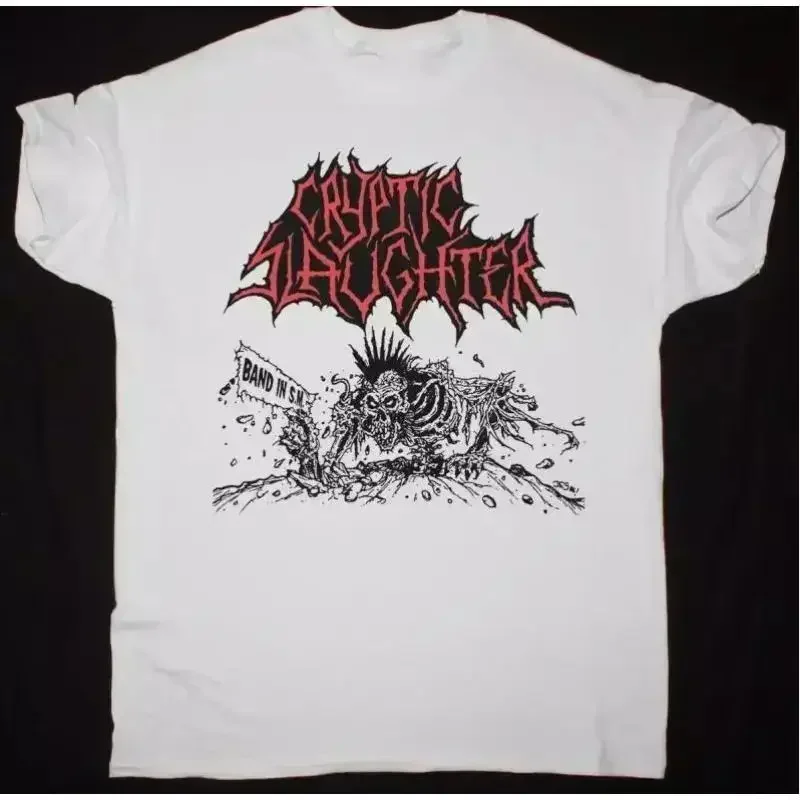 New Cryptic Slaughter Band White All Size T Shirt