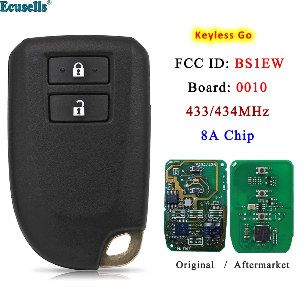 

2 кнопки Keyless Go Smart Remote Автомобильный ключ 433 МГц 434 МГц 8A Чип для Toyota YARIS L YARIS VIOS FCCID:BS1EW 0010 Оригинальная плата