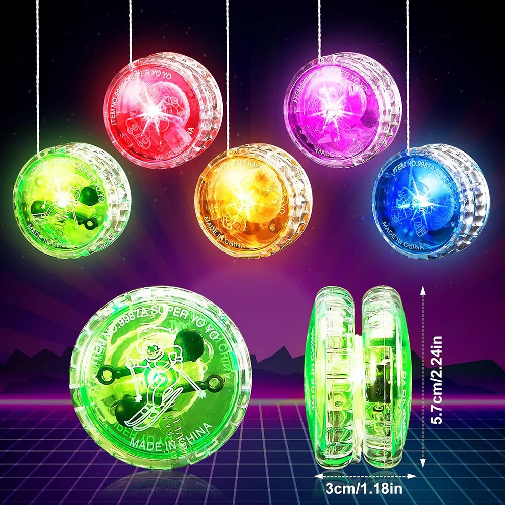 5/10/15/20/30PCS LED Yoyo Light up Responsive Yoyo Ball Plastic Responsive Toys Neon Glow Birthday Party Favors Classroom Prizes