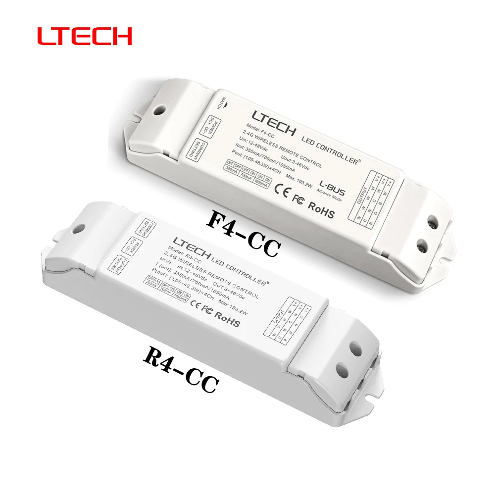 LTECH F4-3A RF2.4GHz/DMX/RDM DC5-24V 4Ch CV LED Wireless Driver Dimming with L-BUS For CT RGB RGBW LED lights can be Controlled