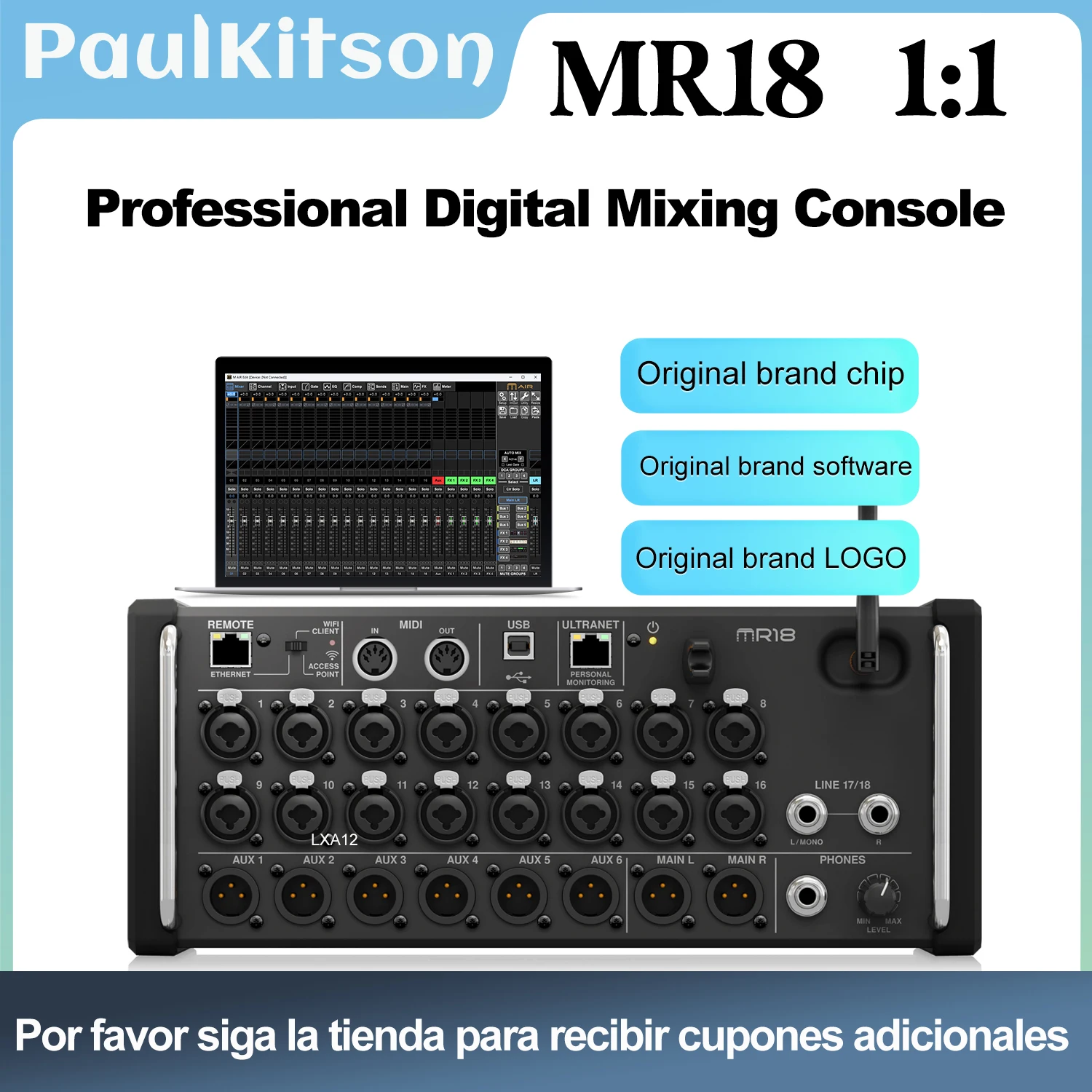 Mezclador digital profesional Ari 1:1 MR18/XR18/XR16/MR12/XR12 con logotipo original, consola de DJ, chip original, software de control, consola de mesa para DJ, escenario, actuación