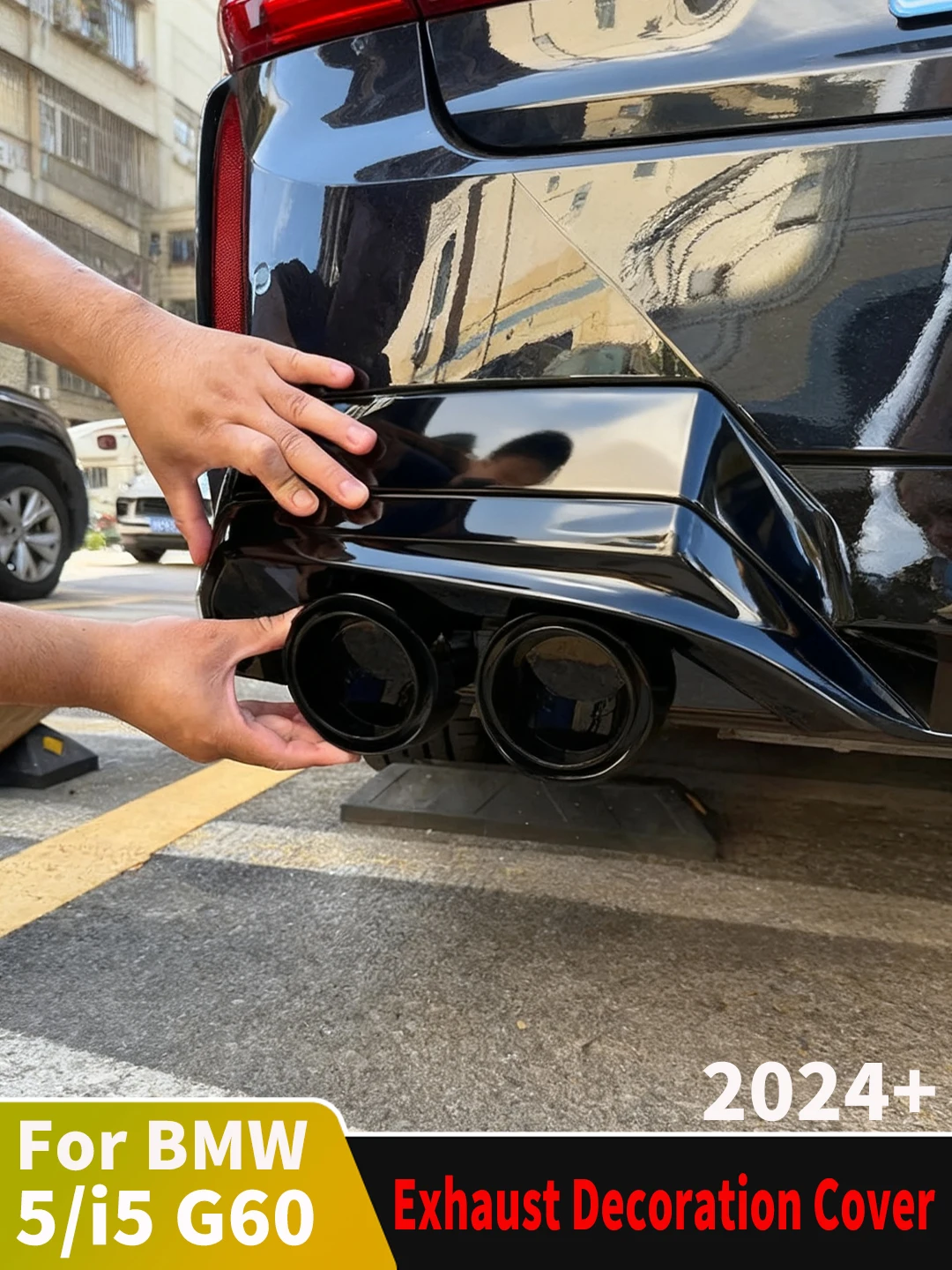 2 szt. Sportowe nakładki dekoracyjne na rury wydechowe do BMW serii 5 G60 lub i5 2024 2025, akcesoria tuningowe, zestaw karoserii, element zewnętrzny — 2