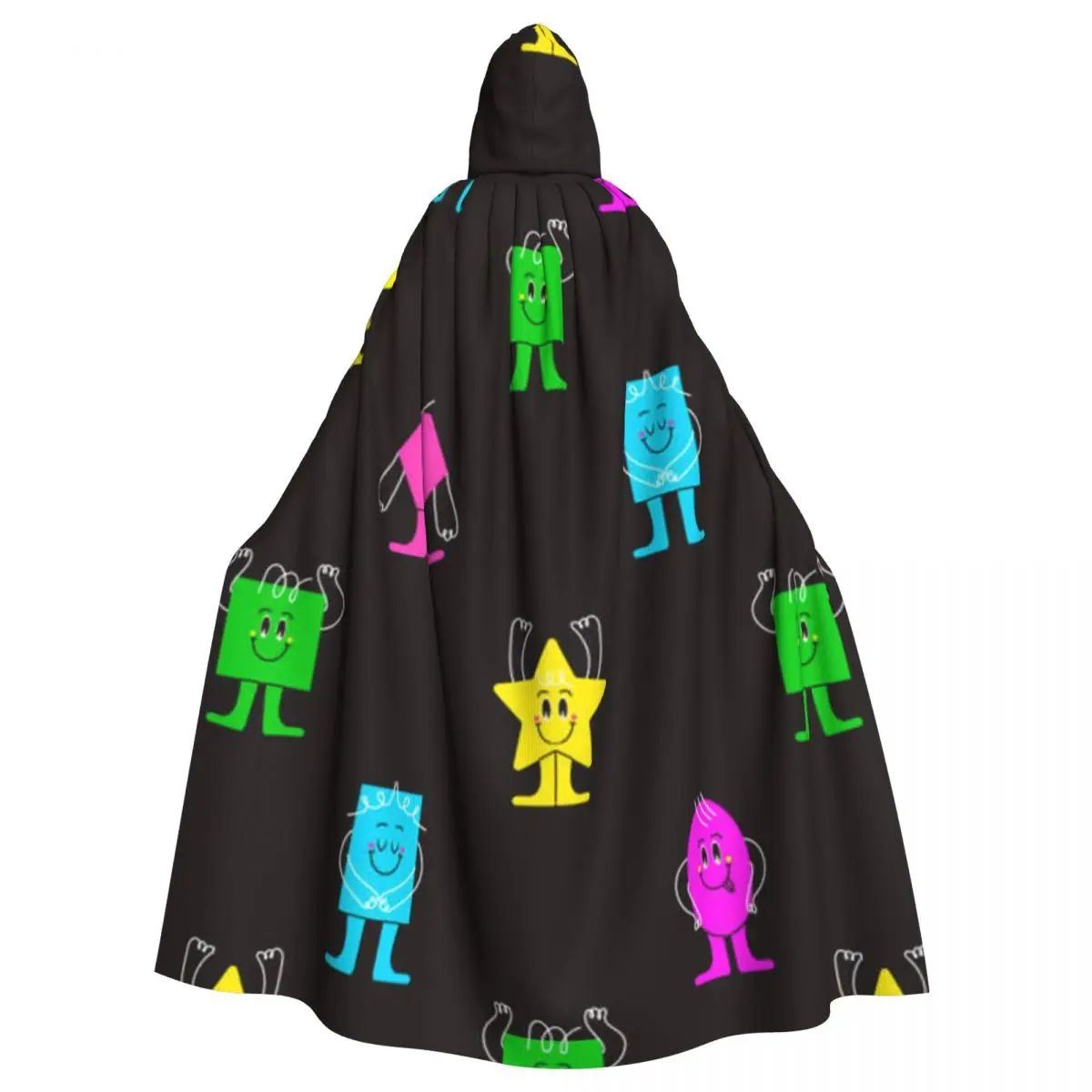 Adult Halloween Geometric Figures Pattern Cloak Cape Hooded Medieval Costume Full Length Dress Coat