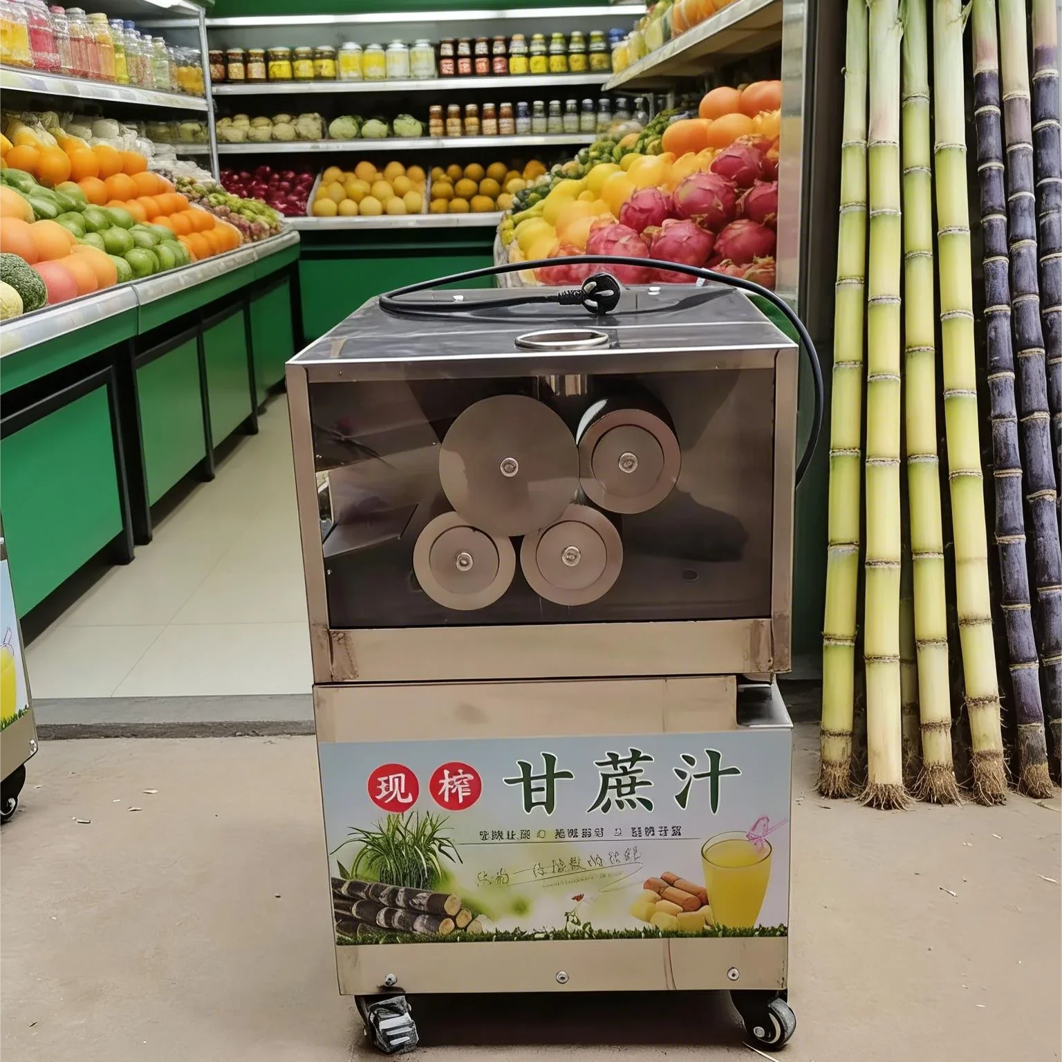 

Sugar Cane Juicer Sugarcane Juice Making Machine 4 Roller Commercial Sugarcane Juice Extractor Electric