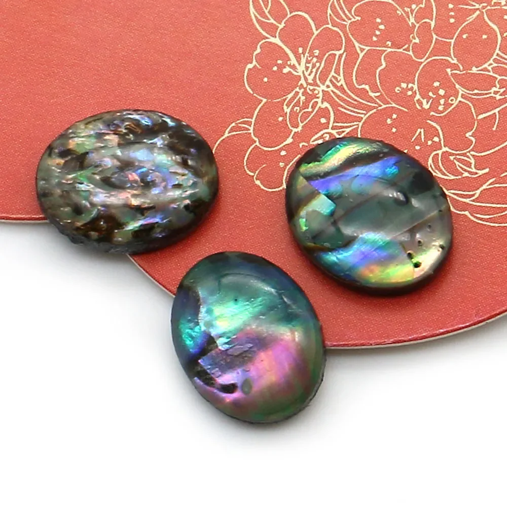 Iridescent Oval Abalone Shell Loose Patches Non-hole Beads DIY Necklaces Ring Accessories Are Suitable for Various Occasions