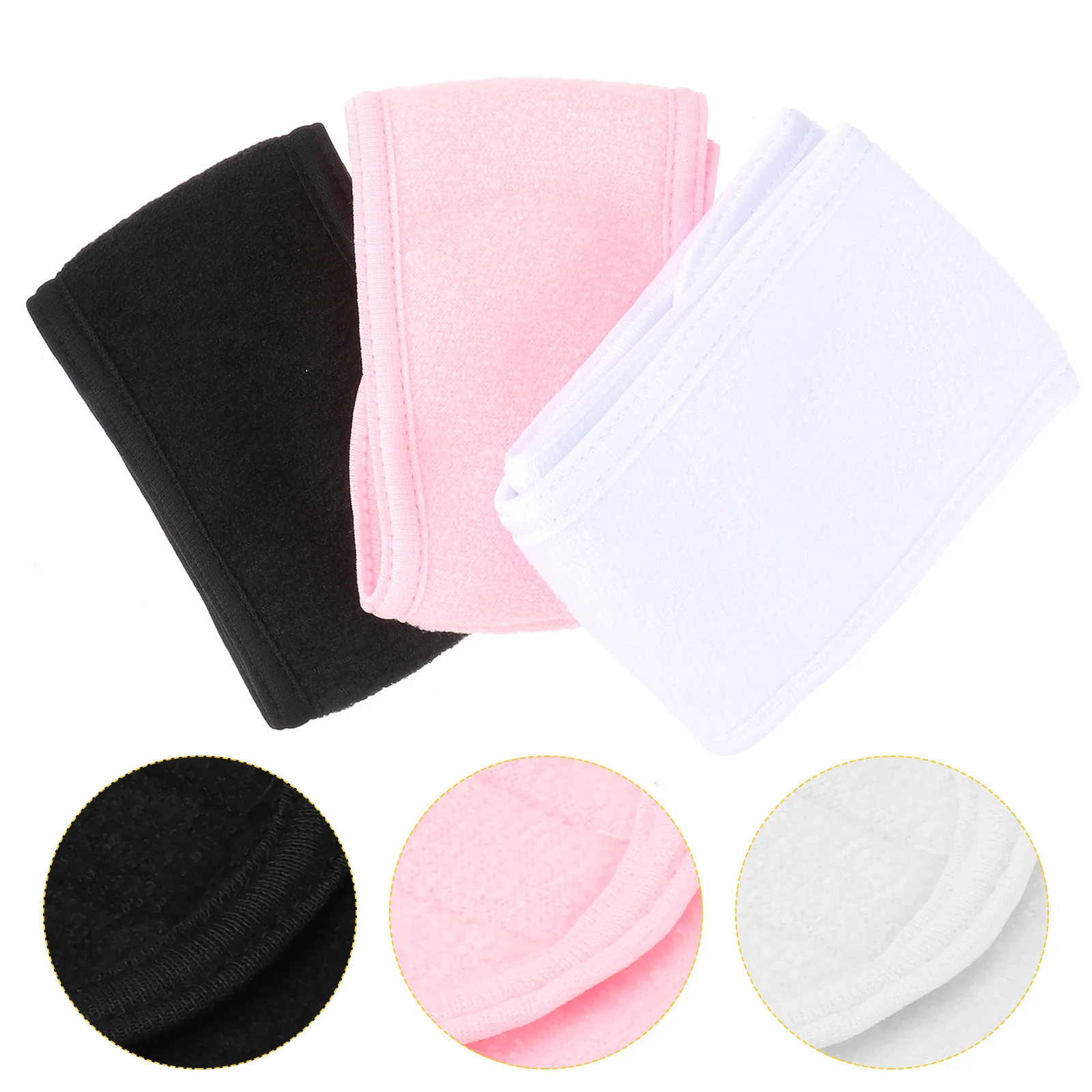 

3 шт., повязка на голову для спа для женщин, тканевая повязка на голову для макияжа, 23,6 дюйма, 3,3 дюйма, ширина, черный, белый, розовый, регулируемый