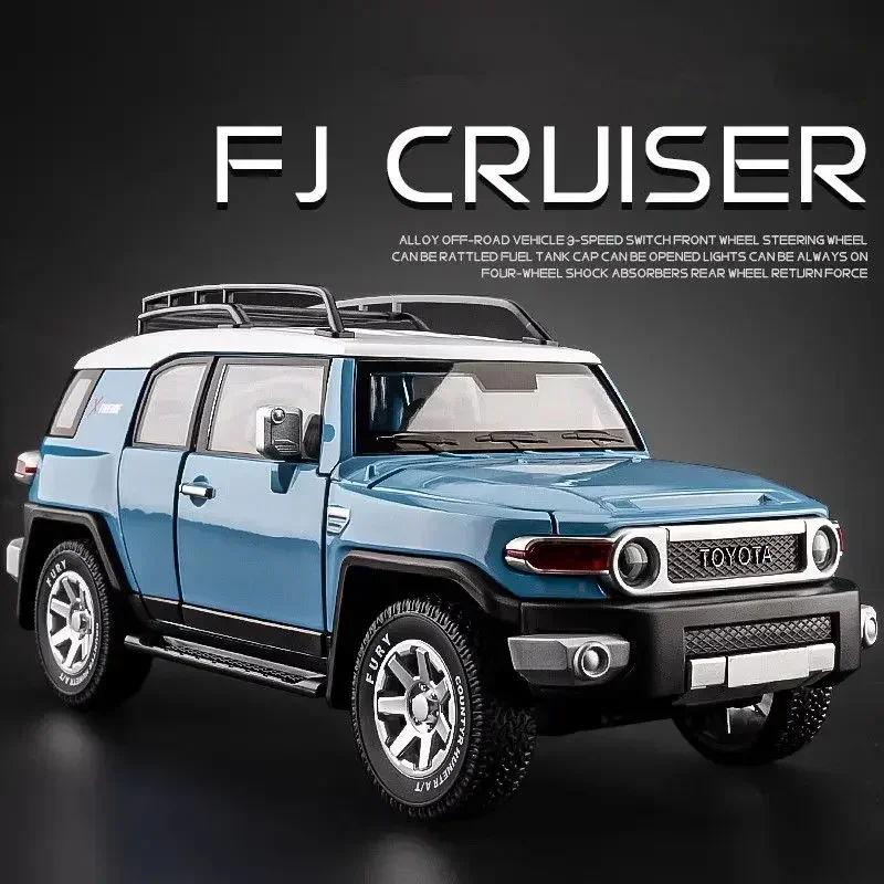 1:24 TOYOTA FJ Cruiser Legering automodel Gegoten en speelgoed Metalen terreinwagens Automodel Geluid en licht Simulatie Kindercadeau